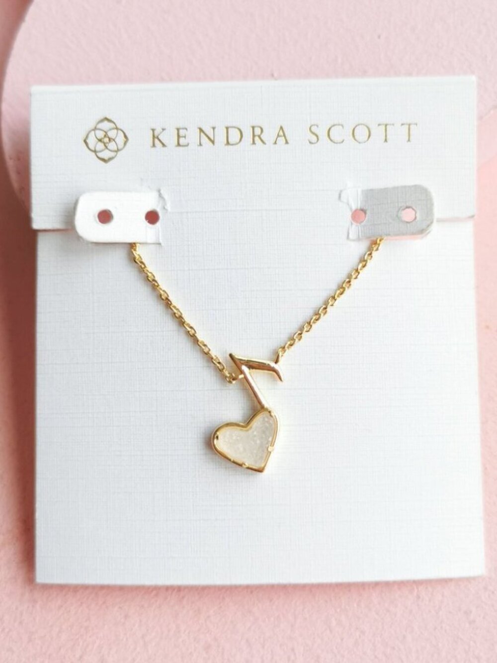 Kendra Scott - Ari Heart Music Note Drusy Gold Necklace - NEW